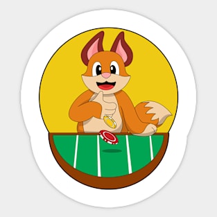 Fox at Poker with Poker chips Sticker